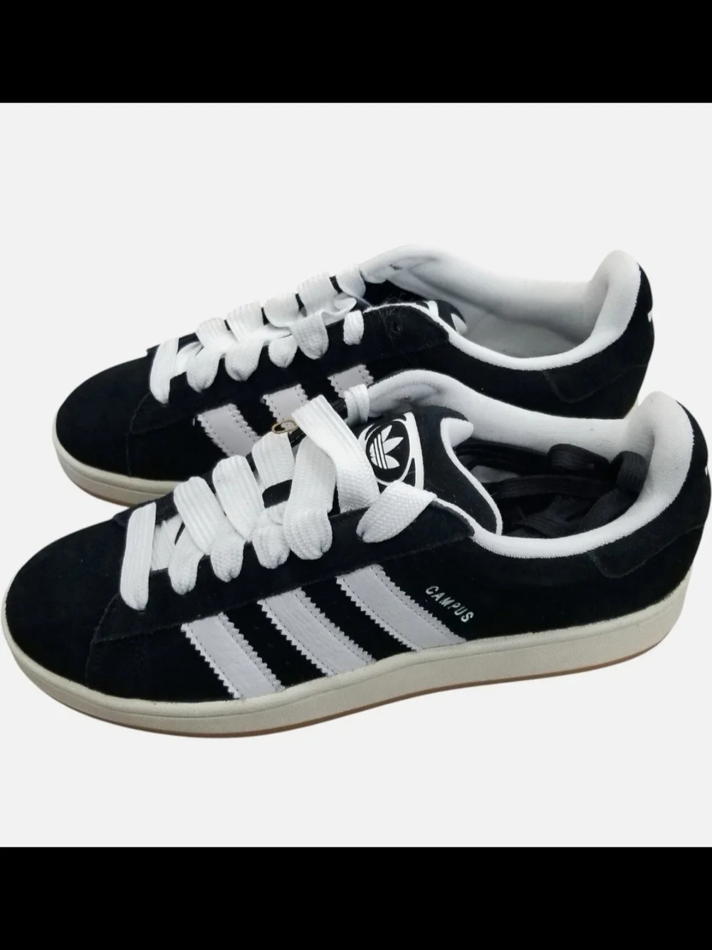 adidas Campus Black Suede Sneakers with White Stripes